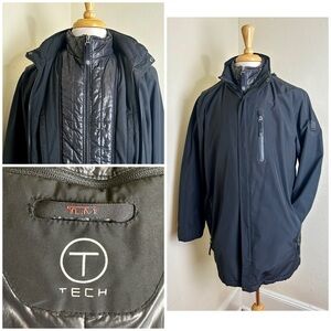 Tumi T-Tech M’s M Packable Hooded Jacket Black Softshell Windbreaker Travel $260
